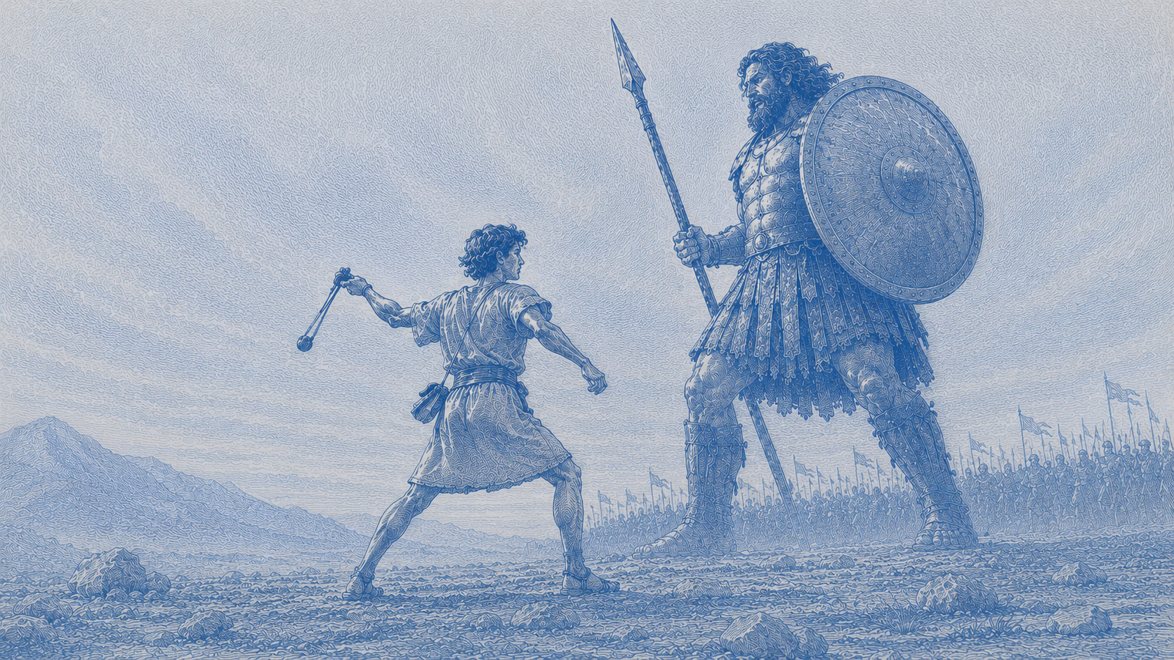 David and Goliath — the few, the determined, outmatching the giant